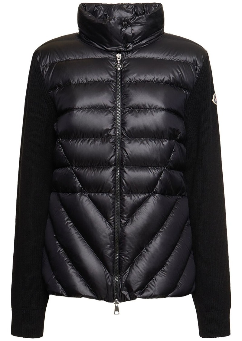Moncler Tricot Wool Blend Down Cardigan