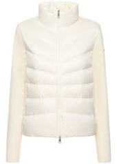 Moncler Tricot Wool Knit & Nylon Down Cardigan