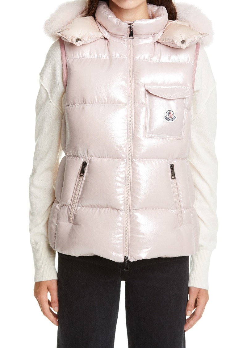 moncler balabio faux fur trim vest