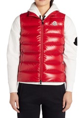 Moncler Ghany Short Shiny Nylon Down Vest in Red at Nordstrom