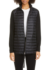 Moncler Quilted Down & Wool Long Cardigan in Black at Nordstrom