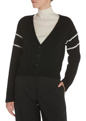 Moncler Womens Wool Blend Wool Cardigan Sweater