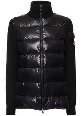 Moncler Wool Knit & Nylon Down Cardigan Jacket