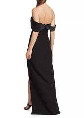 ML Monique Lhuillier Celeste Crepe Off-the-Shoulder Gown