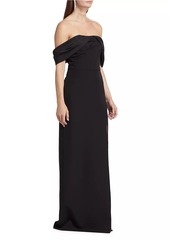 ML Monique Lhuillier Celeste Crepe Off-the-Shoulder Gown