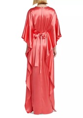 Monique Lhuillier Diamanté Trim Silk Caftan Gown