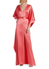 Monique Lhuillier Diamanté Trim Silk Caftan Gown