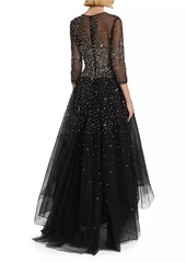 Monique Lhuillier Embellished Illusion A-Line Gown