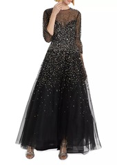 Monique Lhuillier Embellished Illusion A-Line Gown