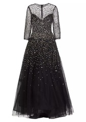 Monique Lhuillier Embellished Illusion A-Line Gown