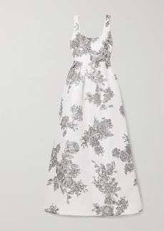 Monique Lhuillier Floral-print Silk-gazar Gown