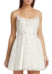 Monique Lhuillier Glittered Tulle Mini Dress