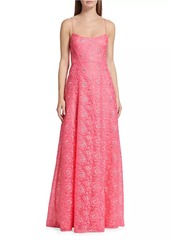 ML Monique Lhuillier Linda Floral Lace Gown