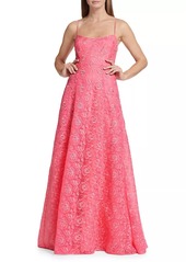 ML Monique Lhuillier Linda Floral Lace Gown