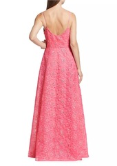 ML Monique Lhuillier Linda Floral Lace Gown