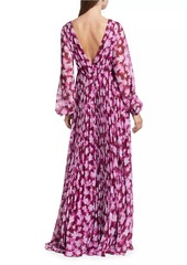 ML Monique Lhuillier Melanie Floral Chiffon Maxi Dress