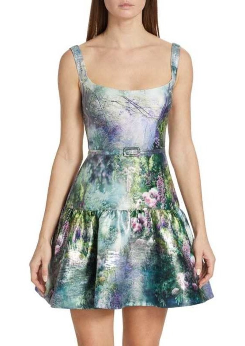 Monique Lhuillier Floral Fit & Flare Mini Dress