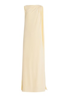 Monique Lhuillier - Backless Draped Silk Caftan Gown - Yellow - US 4 - Moda Operandi