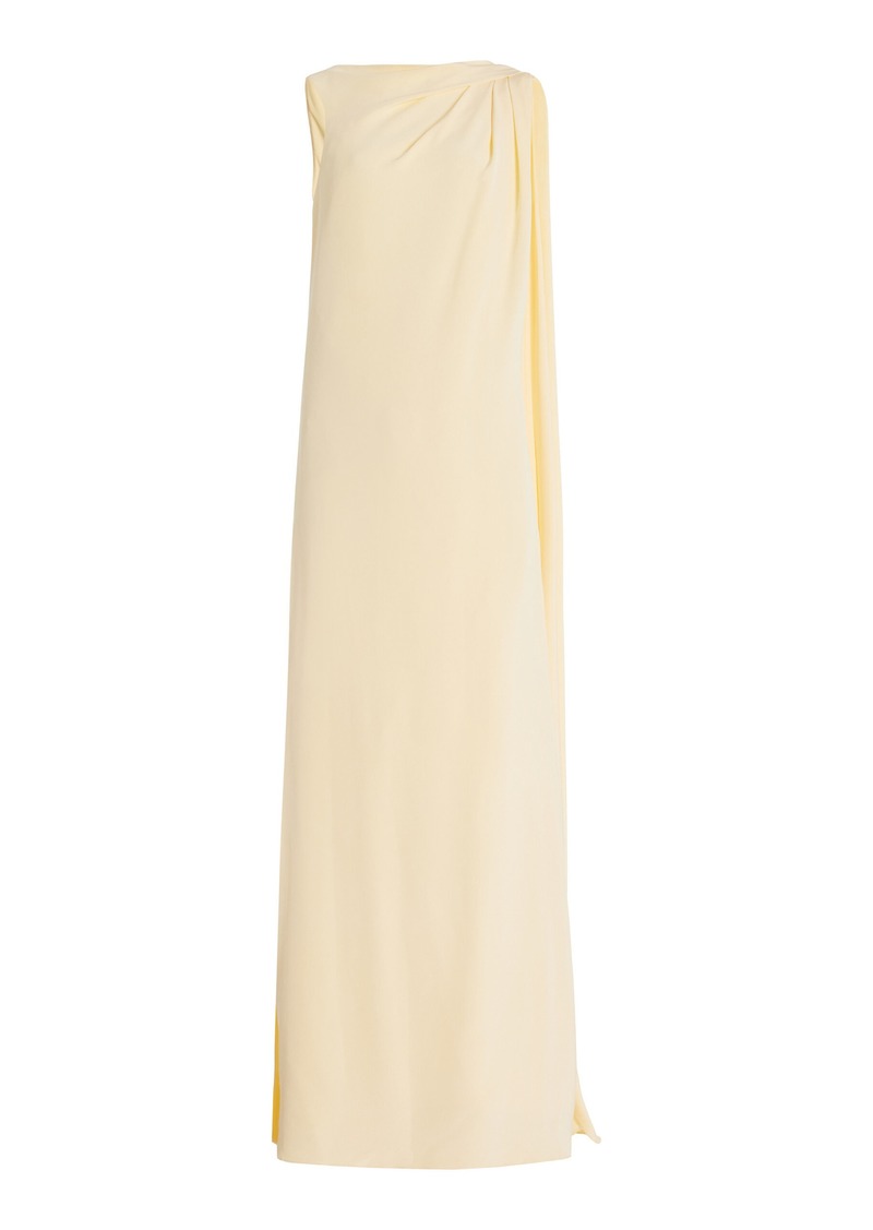 Monique Lhuillier - Backless Draped Silk Caftan Gown - Yellow - US 4 - Moda Operandi