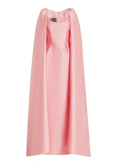 Monique Lhuillier - Cape-Effect Silk-Blend Gown - Pink - US 0 - Moda Operandi