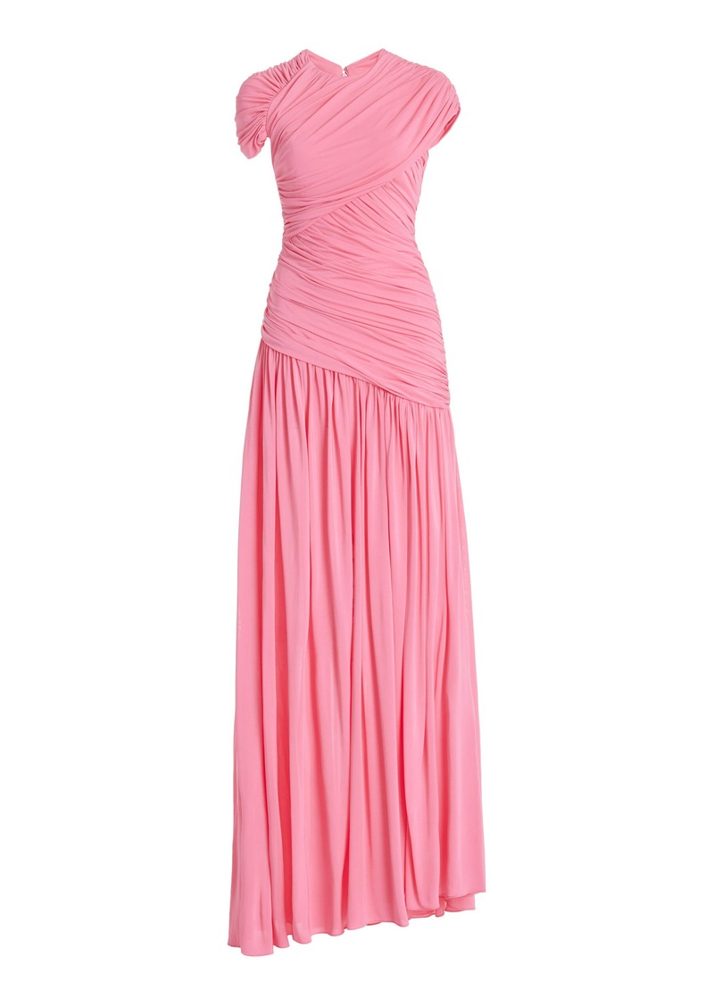 Monique Lhuillier - Draped Crepe-Jersey Gown - Pink - US 0 - Moda Operandi