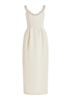 Monique Lhuillier - Embellished Silk Maxi Dress - Ivory - US 4 - Moda Operandi