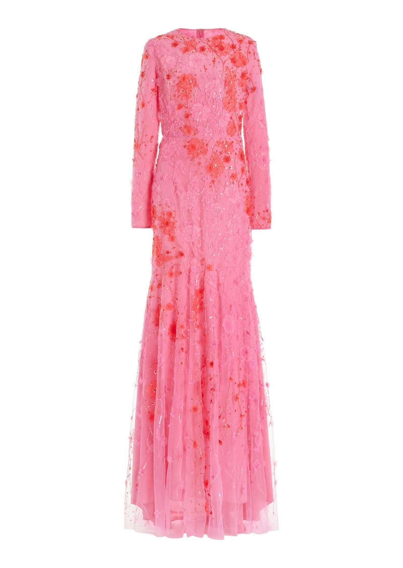 Monique Lhuillier - Embroidered Gown - Pink - US 12 - Moda Operandi