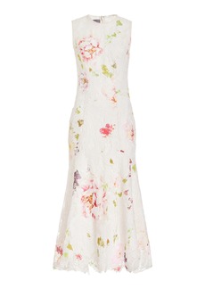 Monique Lhuillier - Floral Lace Midi Dress - White - US 0 - Moda Operandi