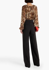 MONIQUE LHUILLIER - Gathered leopard-print chiffon blouse - Animal print - US 12