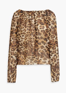 MONIQUE LHUILLIER - Gathered leopard-print chiffon blouse - Animal print - US 12