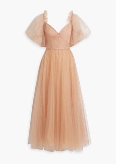 MONIQUE LHUILLIER - Glittered tulle midi dress - Pink - US 2