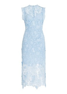 Monique Lhuillier - Guipure-Lace Midi Dress - Blue - US 2 - Moda Operandi