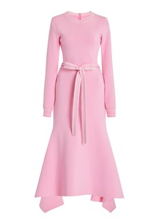 Monique Lhuillier - Handkerchief Hem Knit Midi Dress - Pink - US 2 - Moda Operandi