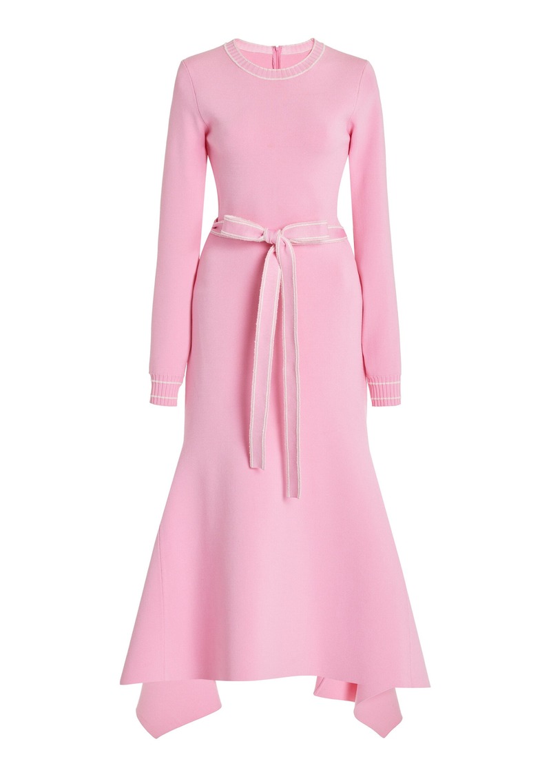 Monique Lhuillier - Handkerchief Hem Knit Midi Dress - Pink - US 2 - Moda Operandi