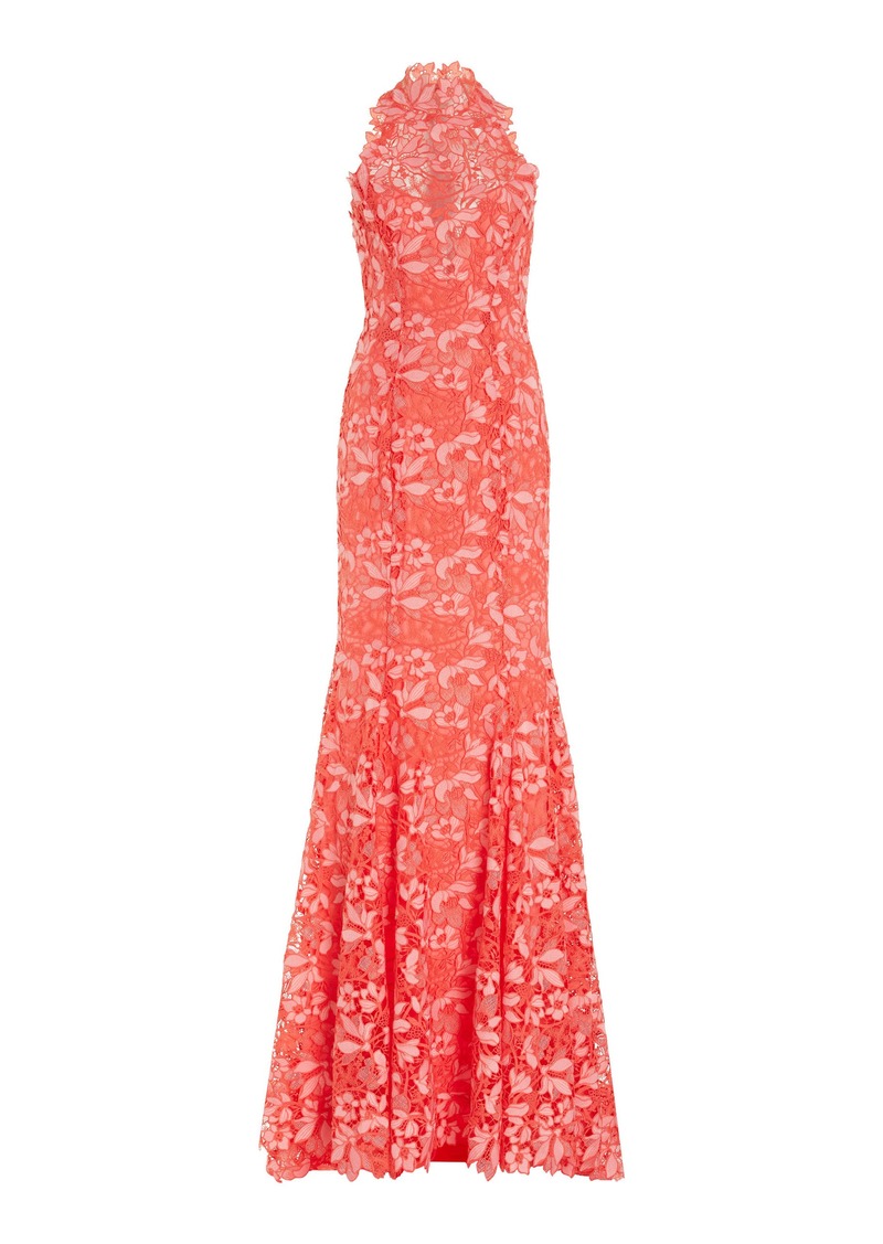 Monique Lhuillier - Lace Trumpet Gown - Coral - US 6 - Moda Operandi