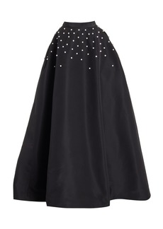 Monique Lhuillier - Pearl-Embroidered Silk Faille Ball Skirt - Black - US 2 - Moda Operandi