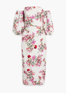 MONIQUE LHUILLIER - Strapless convertible floral-print cotton-blend jacquard midi dress - Pink - US 8