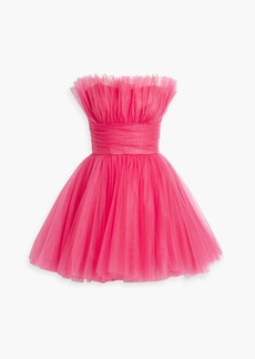 MONIQUE LHUILLIER - Strapless gathered tulle mini dress - Pink - US 4
