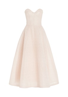Monique Lhuillier - Strapless Textured Embroidered Dress - Light Pink - US 2 - Moda Operandi