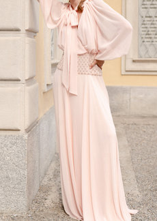 Monique Lhuillier - Women's Bow-Detail Embroidered Gown - Pink - Moda Operandi