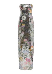 Monique Lhuillier - Women's Embroidered and Sequined Strapless Gown - Silver - Moda Operandi