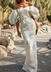 Monique Lhuillier - Women's Floral Crepe Column Dress - Multi - Moda Operandi
