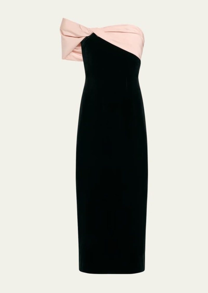 Monique Lhuillier Off-Shoulder Sheath Dress with Twist Detail