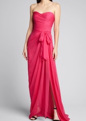 Monique Lhuillier Sweetheart Strapless Chiffon Gown