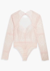 Hanky Panky - Tulle-paneled Chantilly lace bodysuit - Pink - M