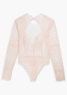 Hanky Panky - Tulle-paneled Chantilly lace bodysuit - Pink - S