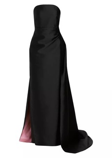 Monique Lhuillier Strapless Bi-Colored Faille Evening Gown