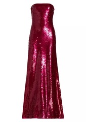 Monique Lhuillier Strapless Sequin Column Gown