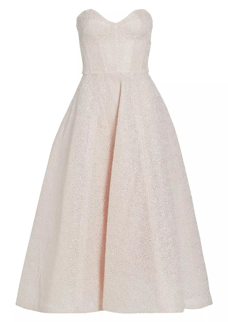 Monique Lhuillier Textured Bustier Strapless Gown