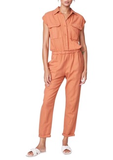 Monrow Cotton Twill Jumpsuit In Faded Rust
